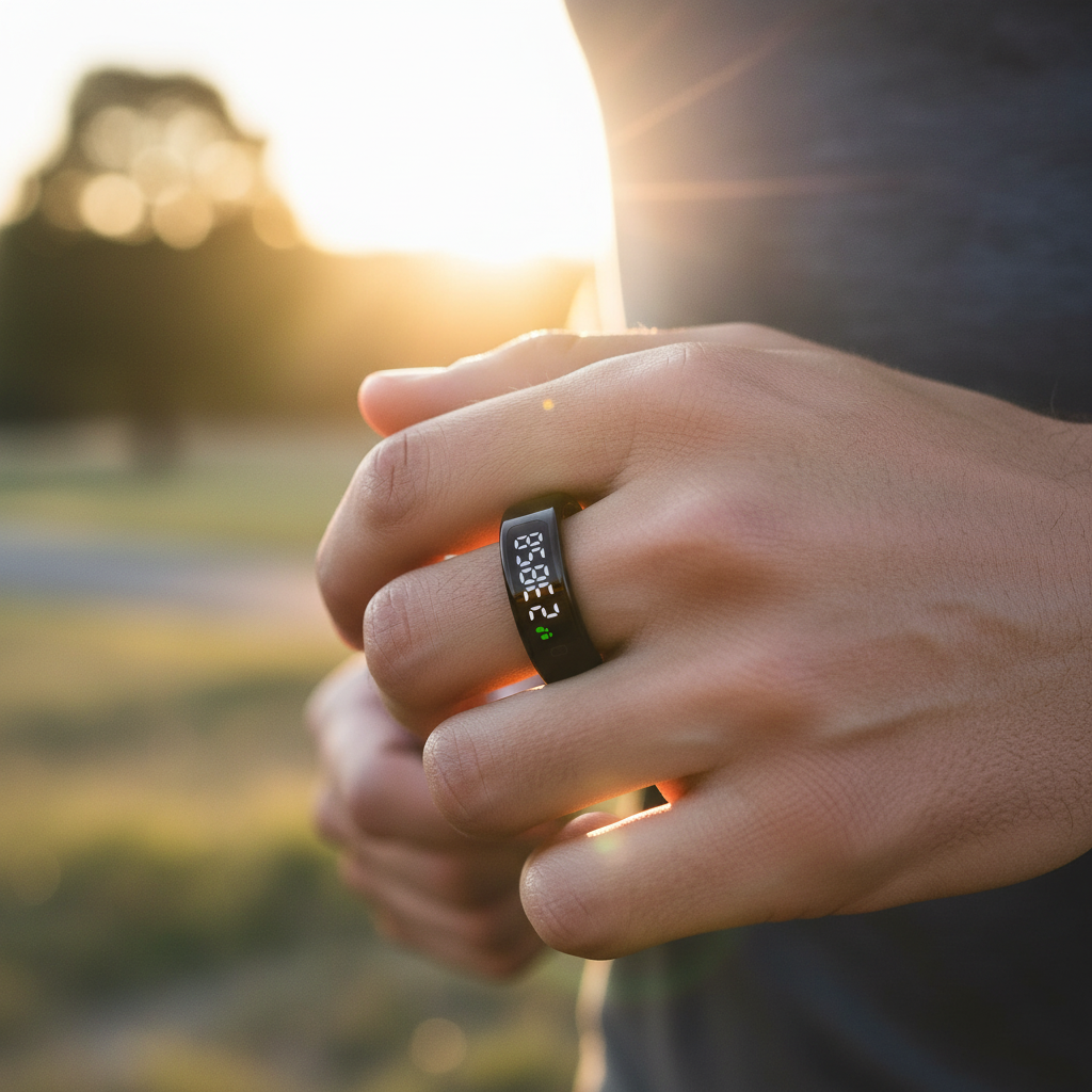 Smart Health Ring with OLED Display | Heart Rate, SpO₂, Sleep & Stress Tracker | Waterproof 5ATM Fitness Ring with Wireless Charging