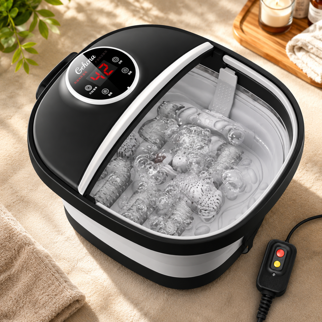 Foot Spa Bath Massager | Heated Foot Bath with Bubbles | Temperature Control Foot Soaker