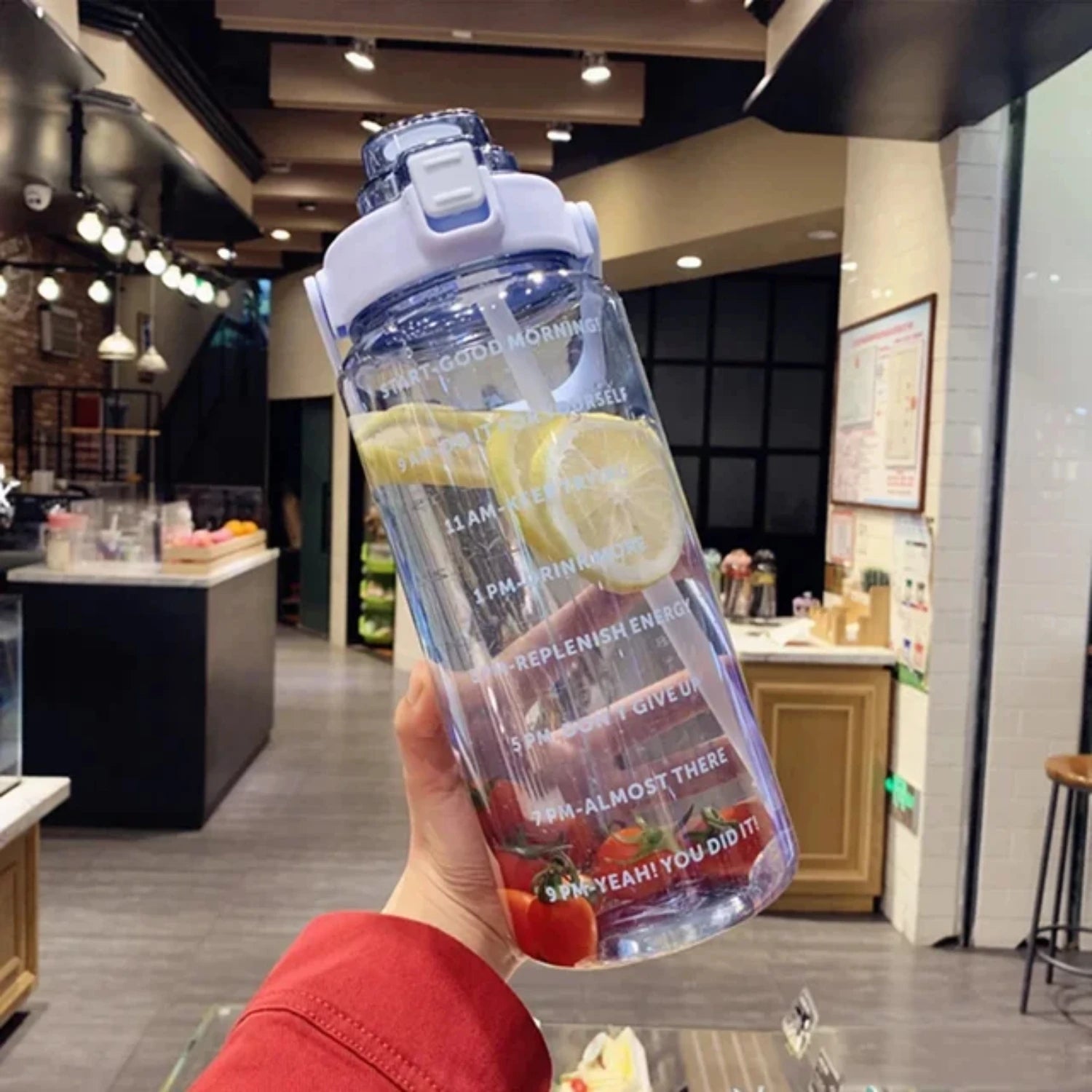 68 oz Motivational Water Bottle – 2 L Leak-Proof Sports Jug with Straw, Time Marker & Flip-Top Lid, BPA-Free