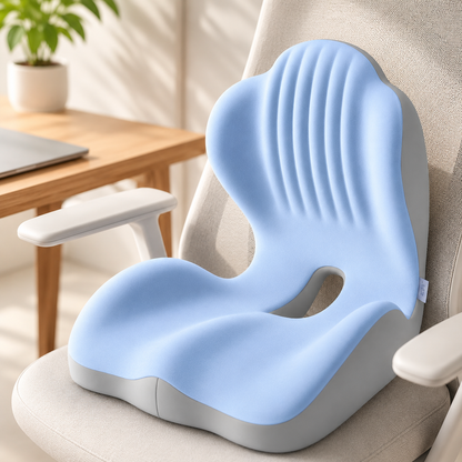 Seat Cushion with Back Support | Memory Foam Office Chair Cushion | Ergonomic Seat and Lumbar Support for Posture