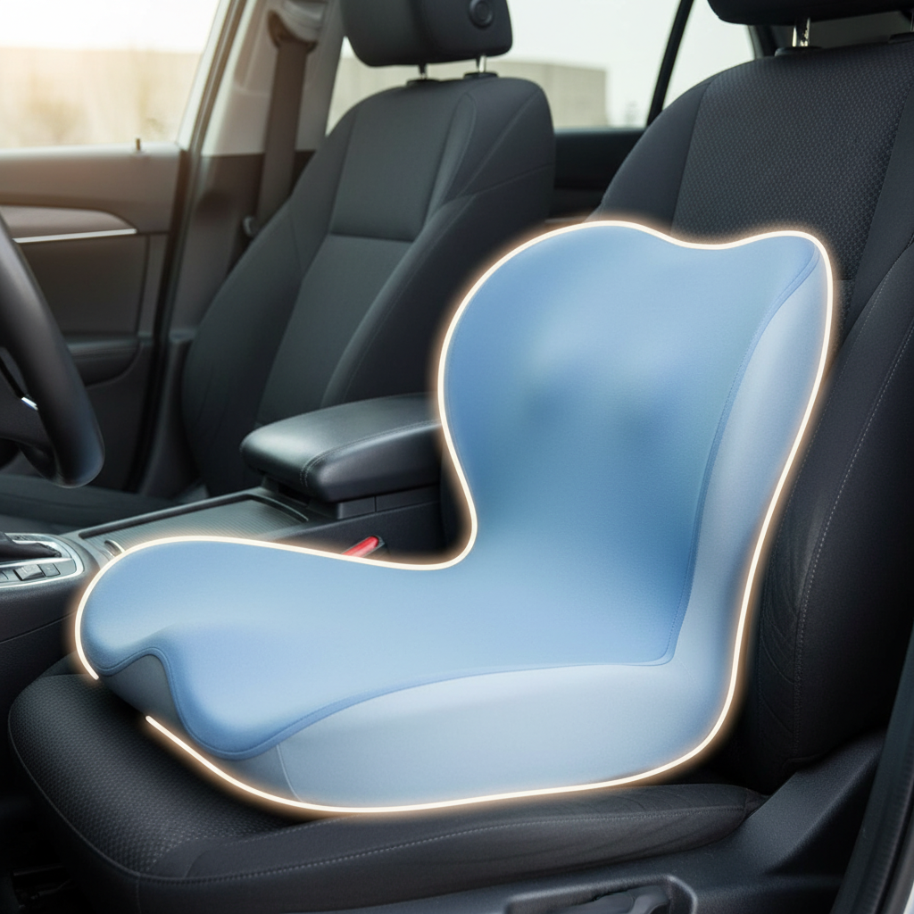 Orthopedic Seat Cushion for Office Chair | Memory Foam Coccyx & Tailbone Pain Relief Pillow, Washable Cover, Ergonomic L-Shape Design for Posture Support