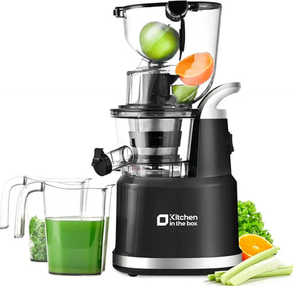 Cold Press Juicer Machine | Wide Chute 3.27" & 1.26", BPA-Free, Anti-Drip, High Juice Yield, Quiet Motor Black