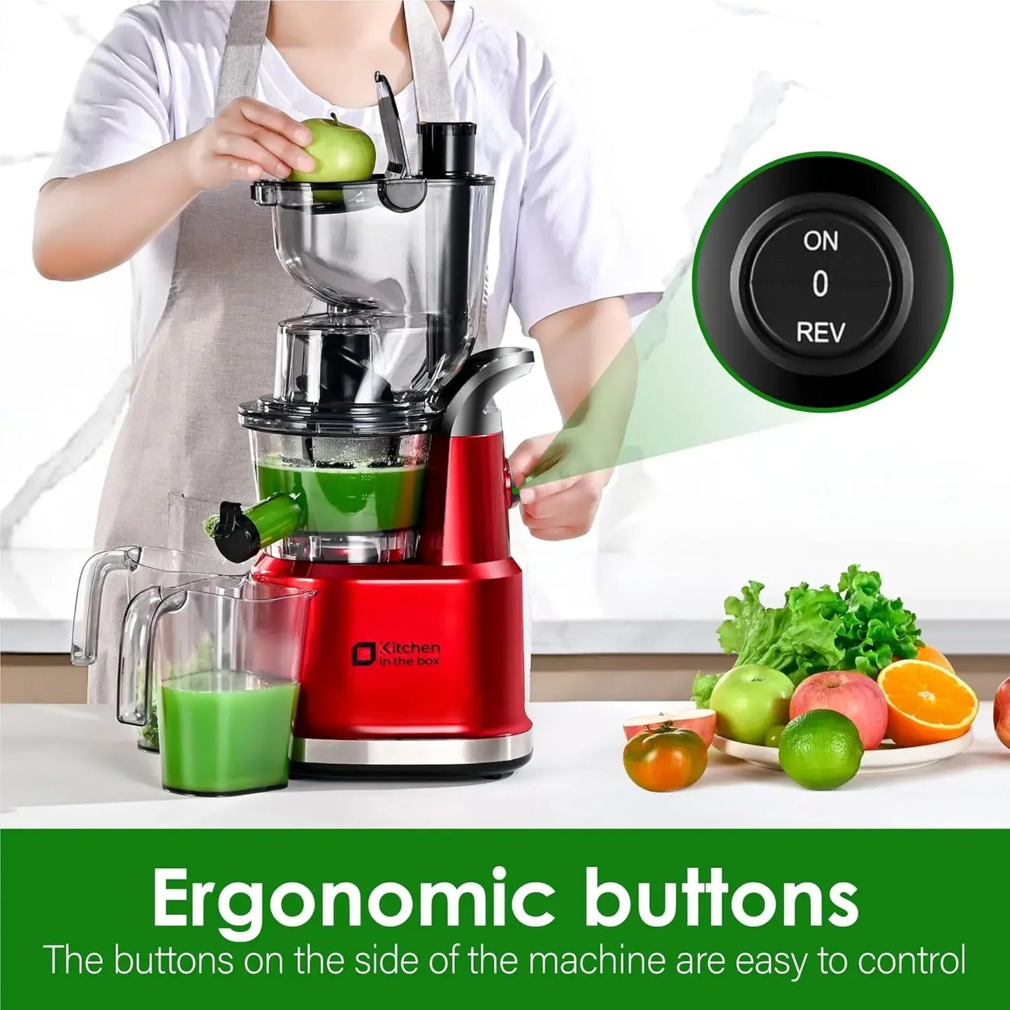 Cold Press Juicer Machine | Wide Chute 3.27" & 1.26", BPA-Free, Anti-Drip, High Juice Yield, Quiet Motor