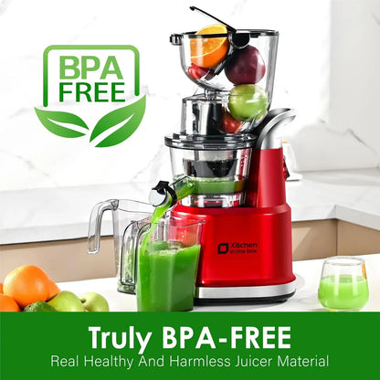 Cold Press Juicer Machine | Wide Chute 3.27" & 1.26", BPA-Free, Anti-Drip, High Juice Yield, Quiet Motor