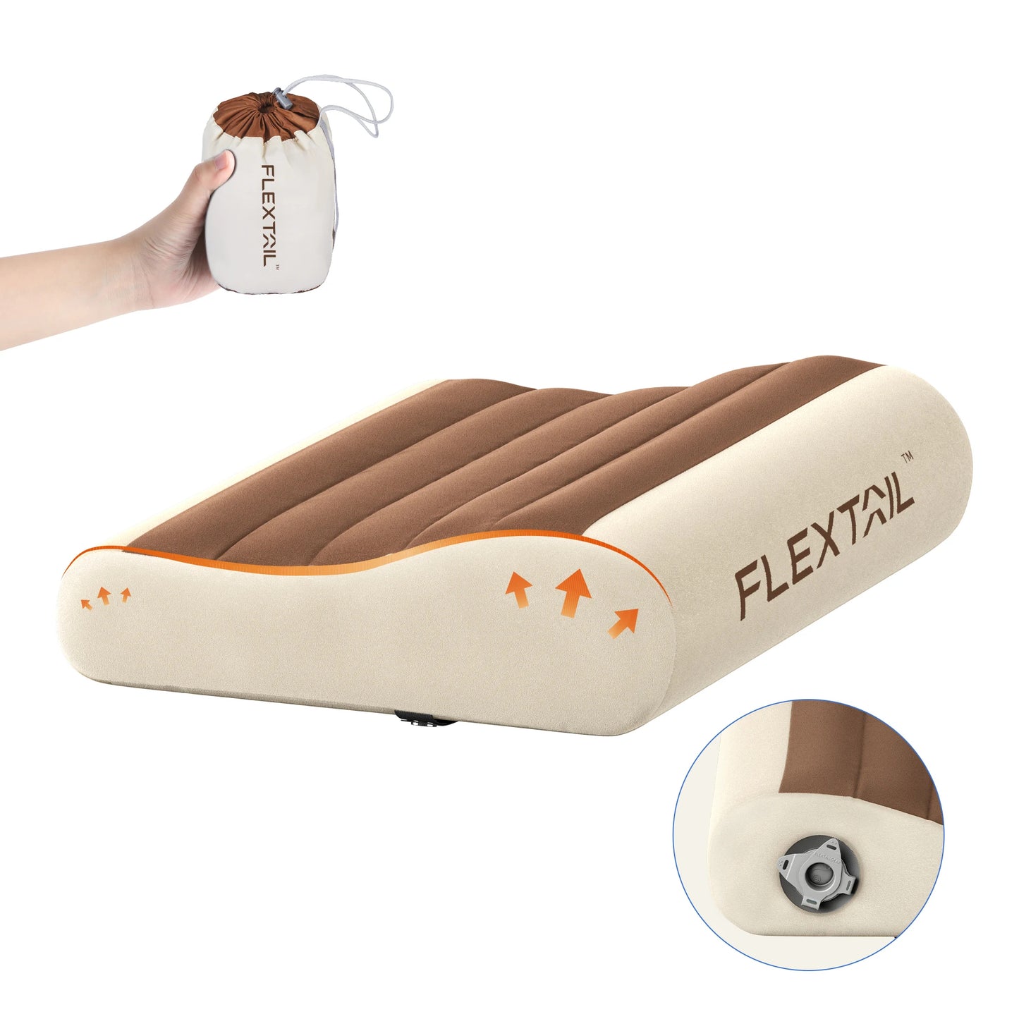 Inflatable Travel Pillow | Ergonomic Neck Support Pillow with Adjustable Height, Breathable Cover & Compact Design