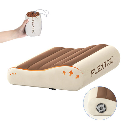 Inflatable Travel Pillow | Ergonomic Neck Support Pillow with Adjustable Height, Breathable Cover & Compact Design