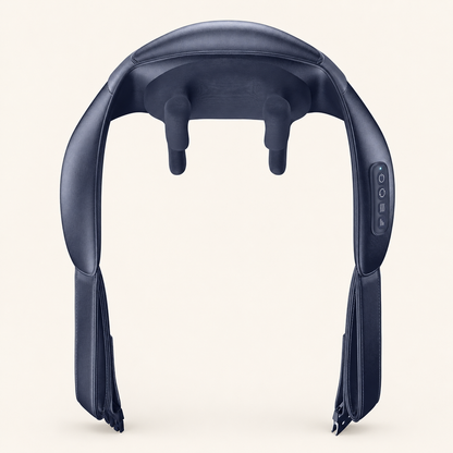Cordless Shiatsu Neck and Shoulder Massager with Heat | 6 Kneading Nodes, 2 Speeds, 2 Heat Levels, Hands-Free Strap & 90-Minute Runtime Blue