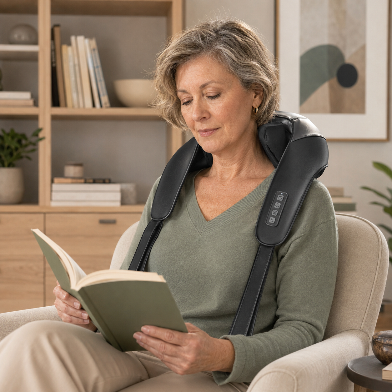 Cordless Shiatsu Neck and Shoulder Massager with Heat | 6 Kneading Nodes, 2 Speeds, 2 Heat Levels, Hands-Free Strap & 90-Minute Runtime