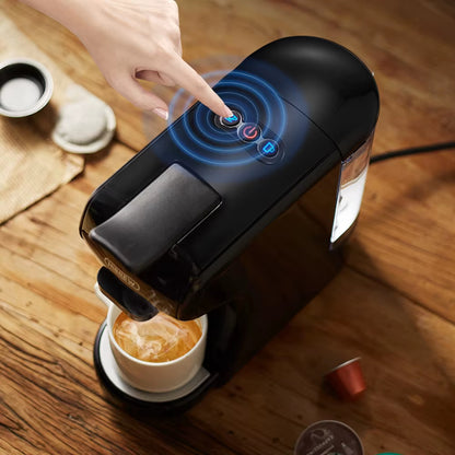 4-in-1 Capsule Coffee Machine | Compatible with Nespresso Original, K-Cup and Dolce Gusto Pods plus Ground Coffee, 19-Bar Hot/Cold