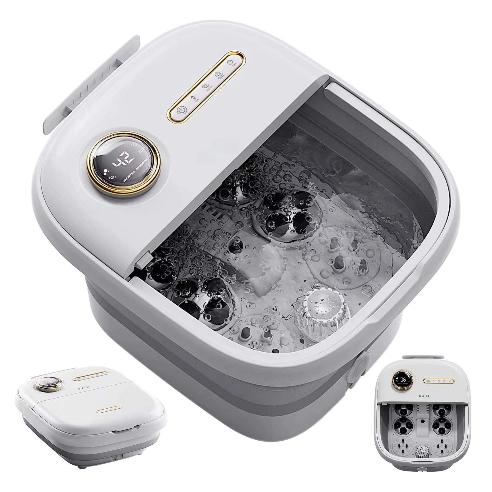 Foot Spa Bath Massager | Bubble Foot Bath Soaker Tub, Heat Control & Pedicure Rollers