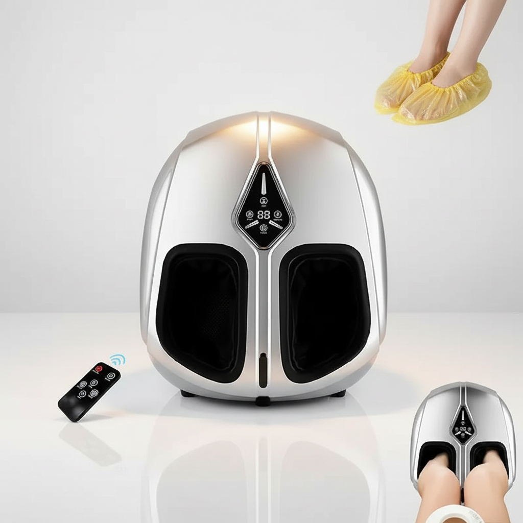 Shiatsu Foot Massager with Heat & Compression | Deep Kneading Foot & Calf Massager Machine, Airbag Pressure, Circulation Support