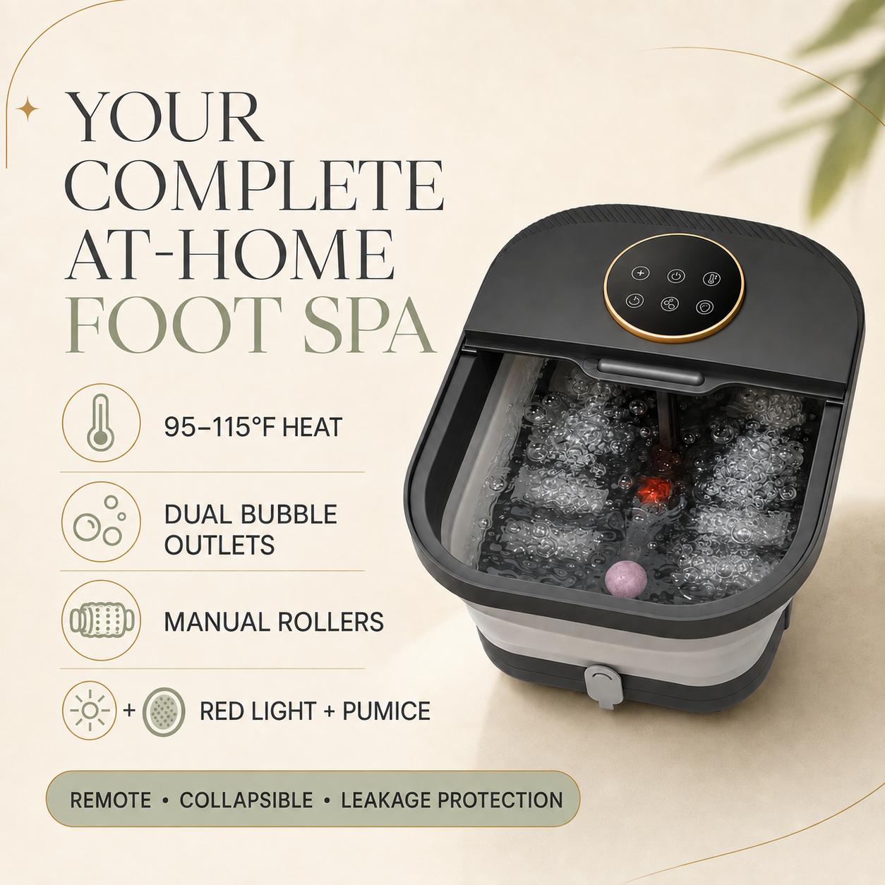 Heated Foot Spa Bath Massager with Bubbles, Temperature Control, Remote & Pedicure Kit | Foot Soaker Tub for Home Use