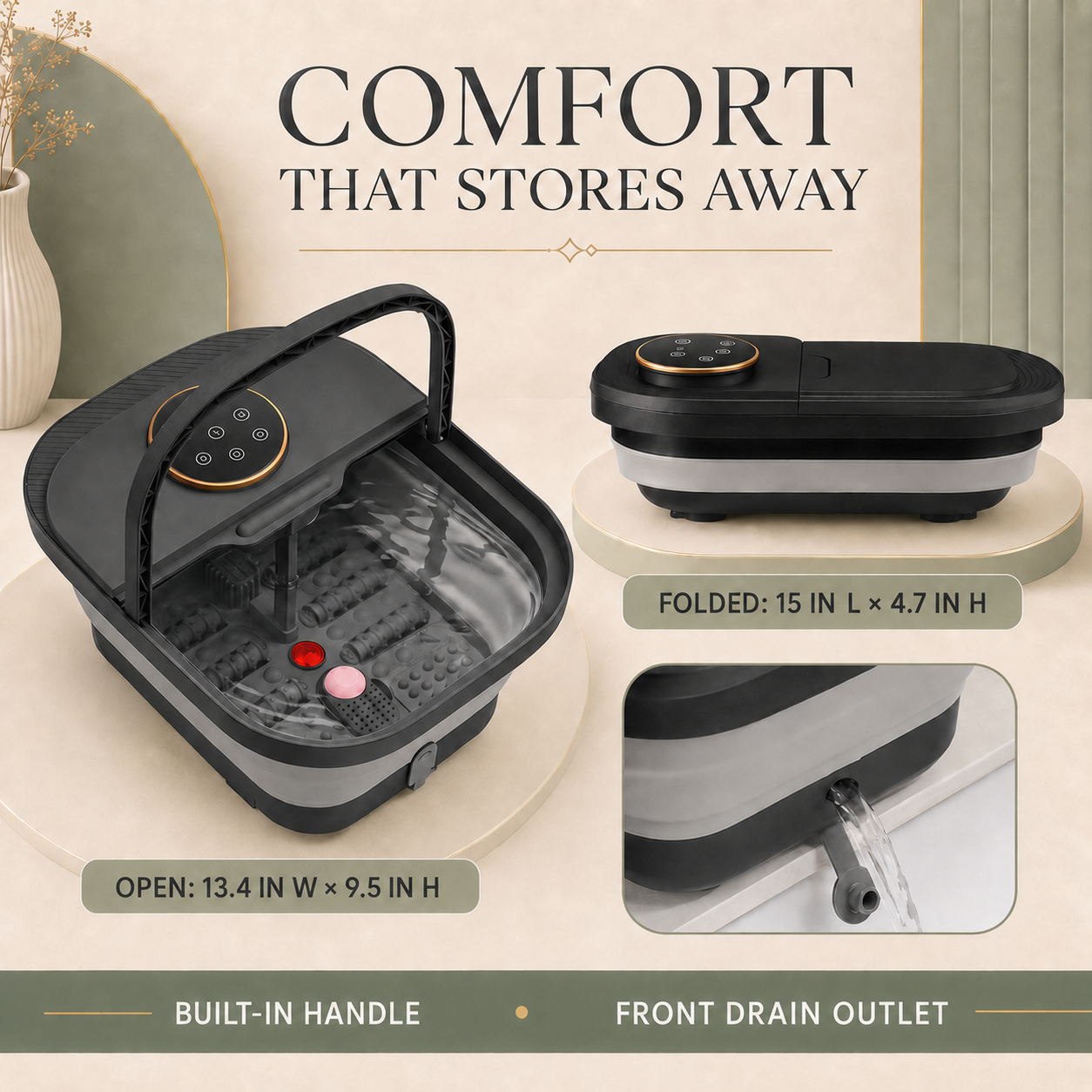 Heated Foot Spa Bath Massager with Bubbles, Temperature Control, Remote & Pedicure Kit | Foot Soaker Tub for Home Use