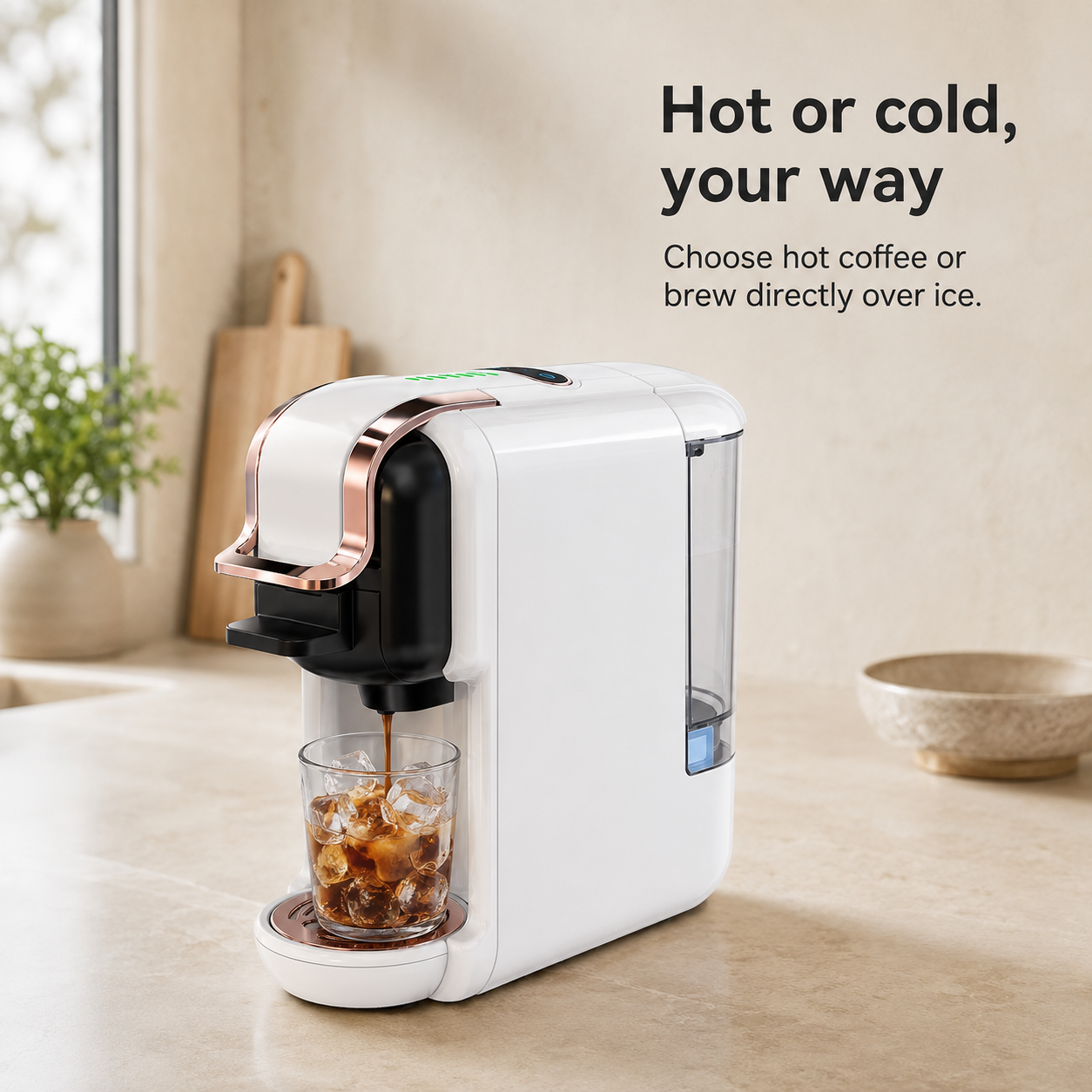 5-in-1 Capsule Coffee Machine | Compatible with Nespresso Original, K-Cup, Dolce Gusto and ESE Pods, Ground Coffee, 20-Bar Hot/Cold