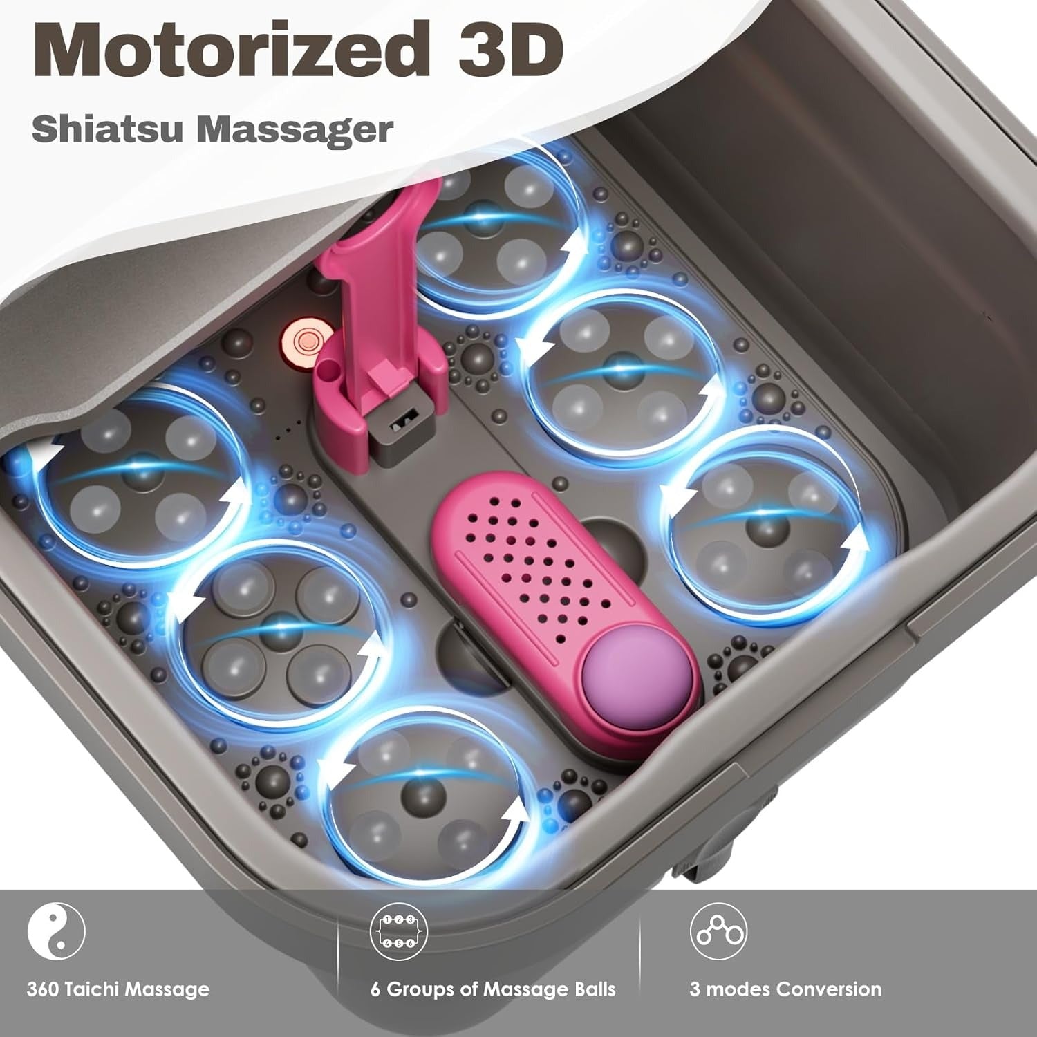 Collapsible Foot Spa with Heat & Bubbles | Foot Bath Massager with Temperature Control, Remote, Rollers & Pedicure Stone