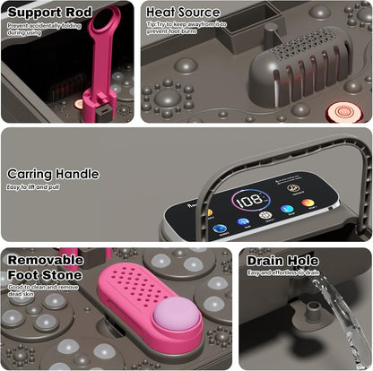Collapsible Foot Spa with Heat & Bubbles | Foot Bath Massager with Temperature Control, Remote, Rollers & Pedicure Stone