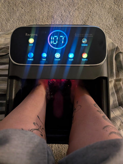 Collapsible Foot Spa with Heat & Bubbles | Foot Bath Massager with Temperature Control, Remote, Rollers & Pedicure Stone