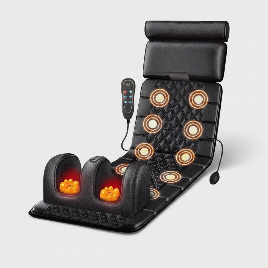 Full Body Massage Mat with Heat | Massage Mattress with Vibration, Kneading, 3 Intensities & Portable Foldable Design