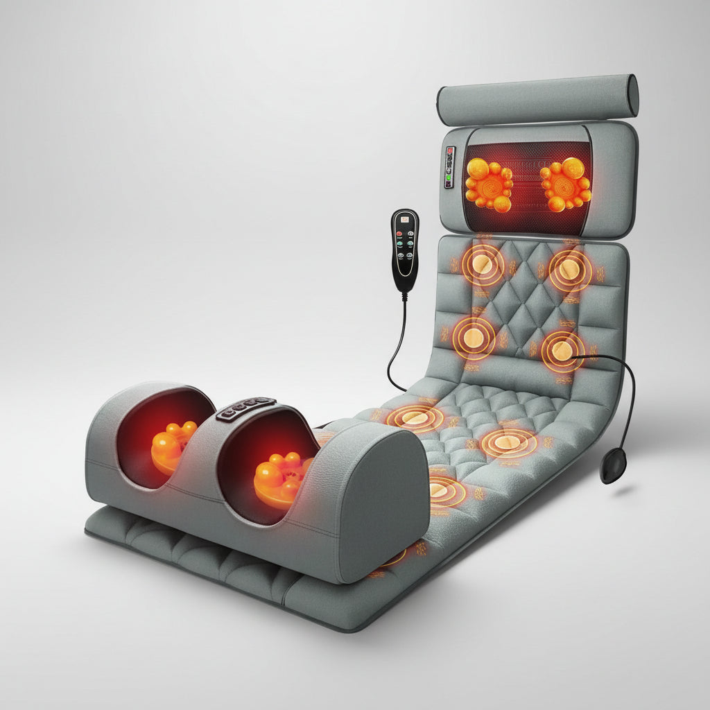 Full Body Massage Mat with Heat | Massage Mattress with Vibration, Kneading, 3 Intensities & Portable Foldable Design
