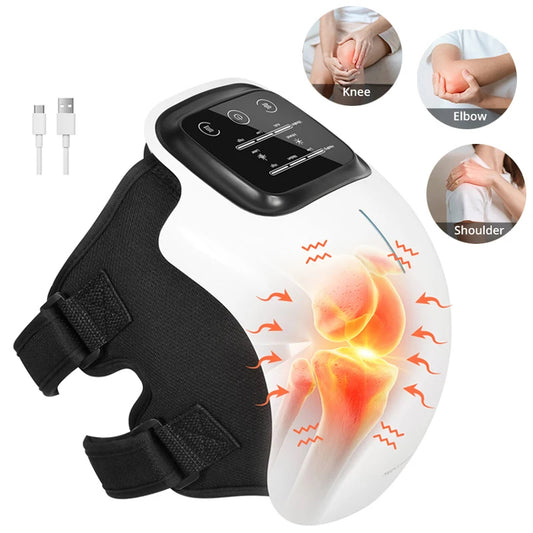Heated Knee Massager with Vibration | 3 Heat & Massage Levels | LED Display | Cordless Rechargeable Knee Brace for Pain Relief & Joint Recovery