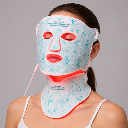LED Face Mask with Neck Light Therapy | 8-Color Red Light Therapy Mask for Skin Firming, Wrinkles & Acne Care