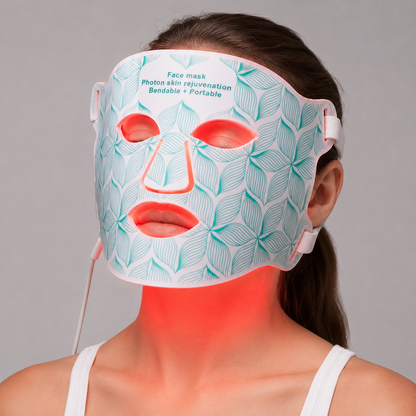 LED Face Mask with Neck Light Therapy | 8-Color Red Light Therapy Mask for Skin Firming, Wrinkles & Acne Care