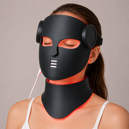 LED Face Mask with Neck Light Therapy | Red Light Therapy Mask for Wrinkles, Acne, Skin Brightening & Face Care