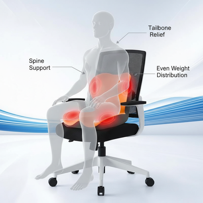 Orthopedic Seat Cushion for Office Chair | Memory Foam Coccyx & Tailbone Pain Relief Pillow, Washable Cover, Ergonomic L-Shape Design for Posture Support