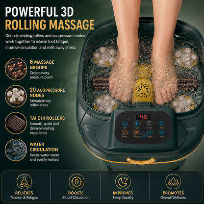 Foot Spa Bath Massager | Heated Deep Soak Foot Bath, 3D Rollers & Smart Temperature Control