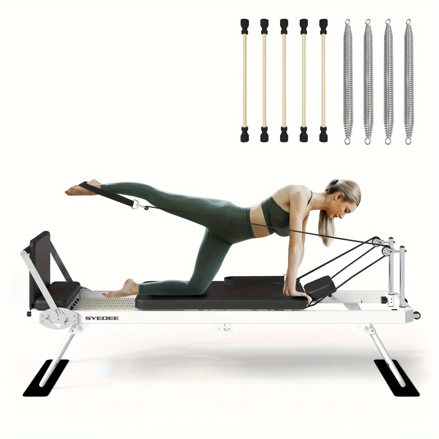 Foldable Pilates Reformer for Home | Compact Fitness Machine | Full Body Workout | Dual Resistance | Up to 400 lbs Capacity | Easy Storage