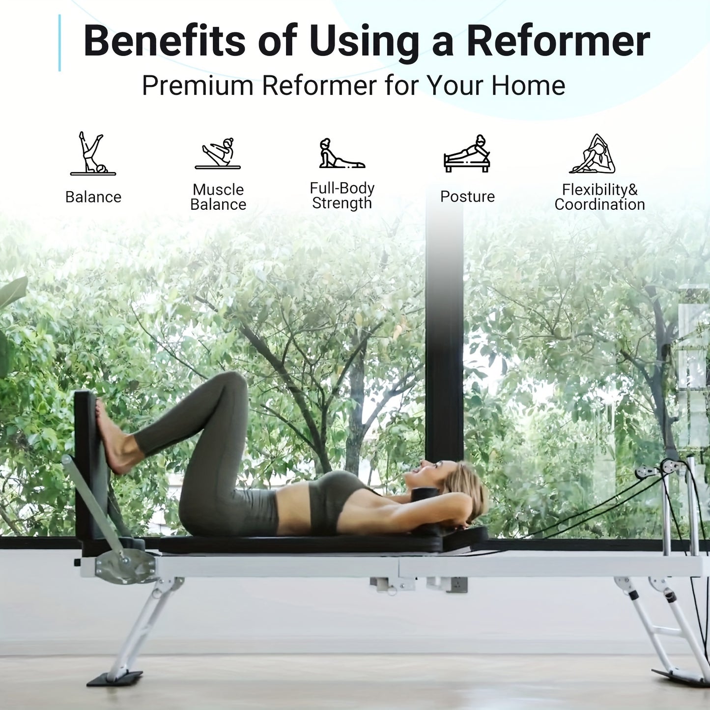 Foldable Pilates Reformer for Home | Compact Fitness Machine | Full Body Workout | Dual Resistance | Up to 400 lbs Capacity | Easy Storage