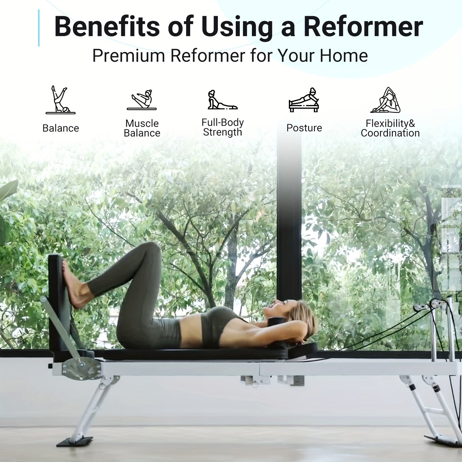Foldable Pilates Reformer for Home | Compact Fitness Machine | Full Body Workout | Dual Resistance | Up to 400 lbs Capacity | Easy Storage