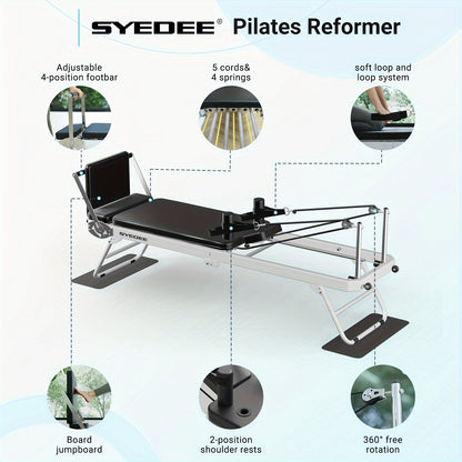 Foldable Pilates Reformer for Home | Compact Fitness Machine | Full Body Workout | Dual Resistance | Up to 400 lbs Capacity | Easy Storage