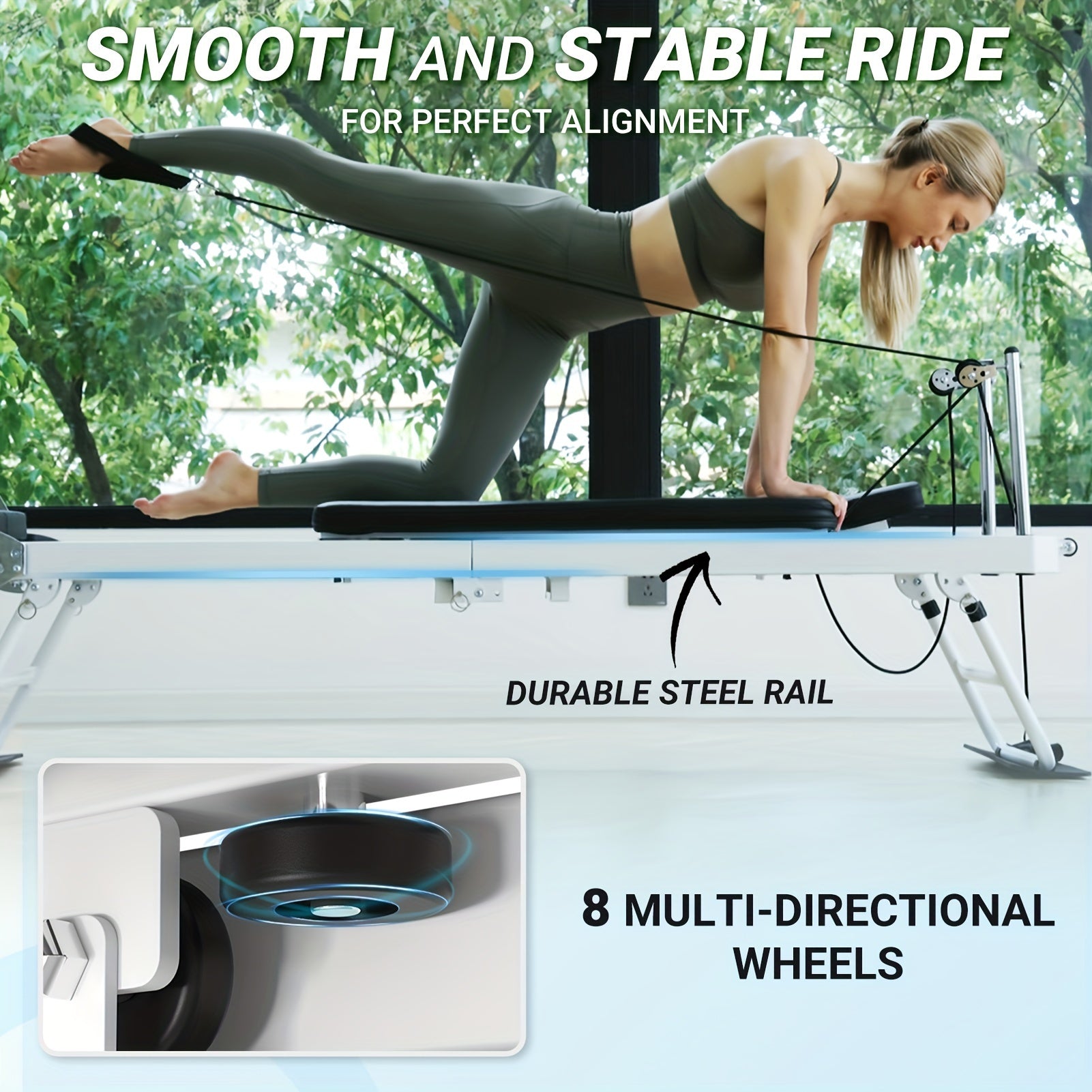 Foldable Pilates Reformer for Home | Compact Fitness Machine | Full Body Workout | Dual Resistance | Up to 400 lbs Capacity | Easy Storage