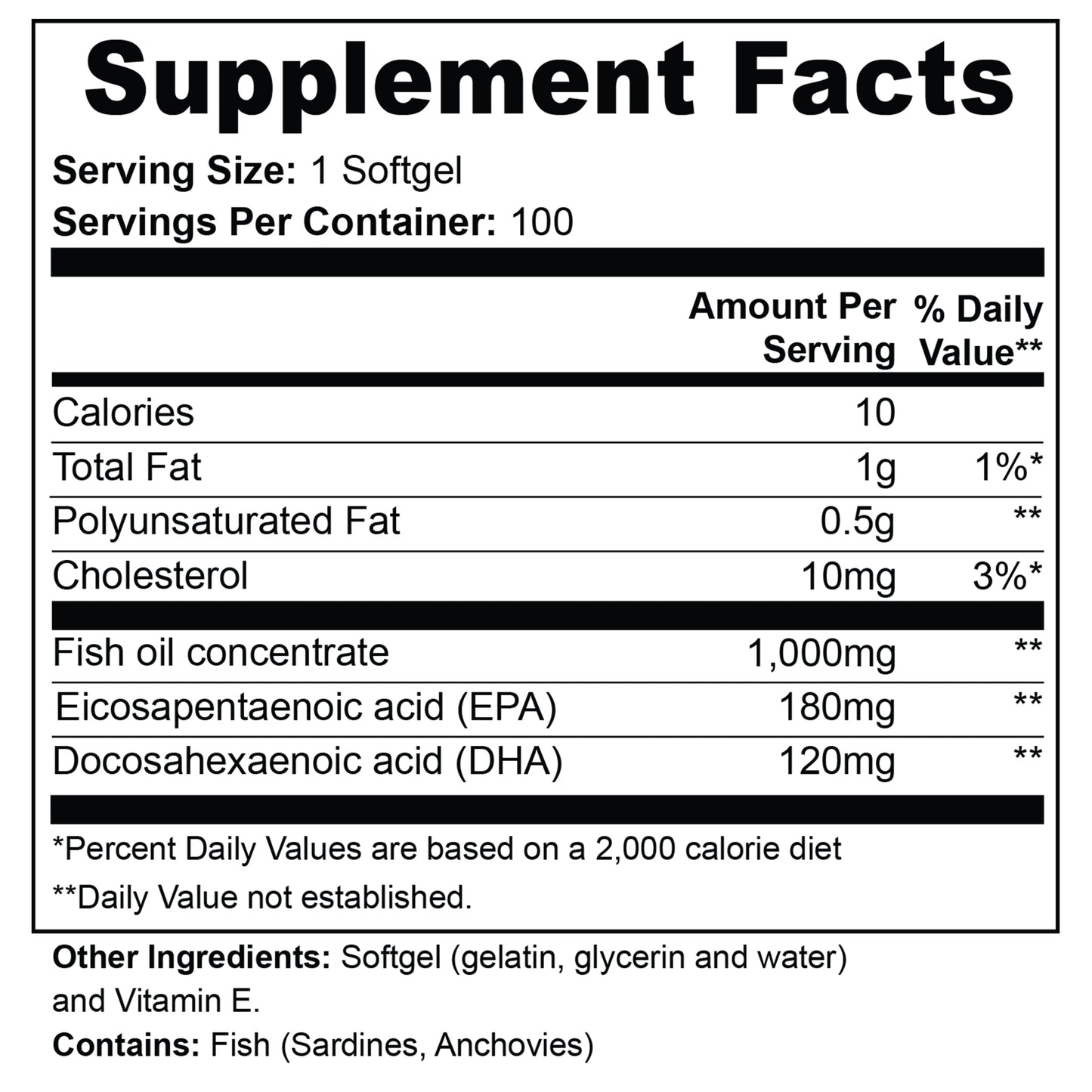 Omega-3 Fish Oil | EPA 180mg + DHA 120mg | Heart Health | Brain Function | Joint Support | Anti-Inflammatory | Vita Asana