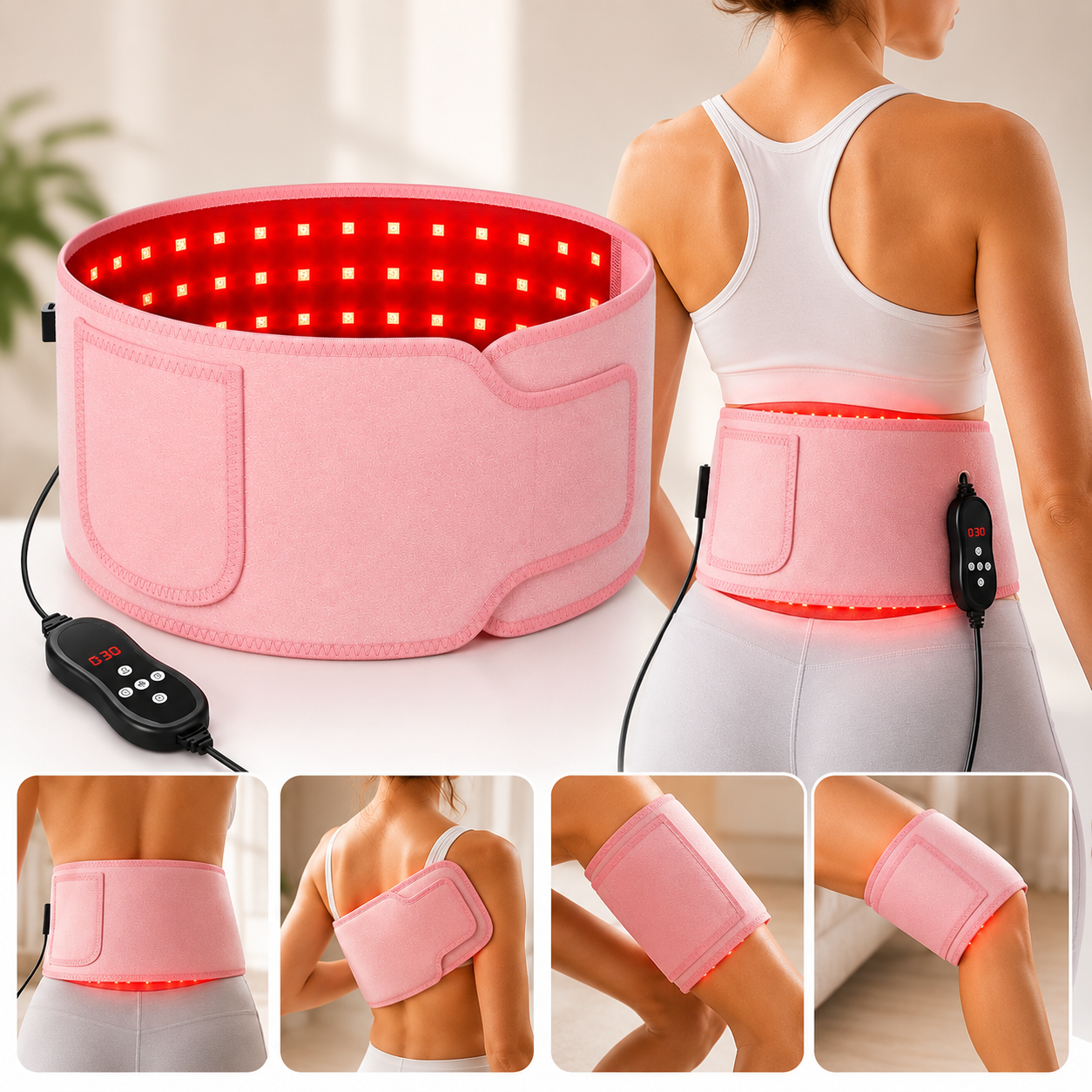 Red Light Therapy Belt for Back & Joint Pain | Infrared LED Recovery Wrap | High-Intensity Output