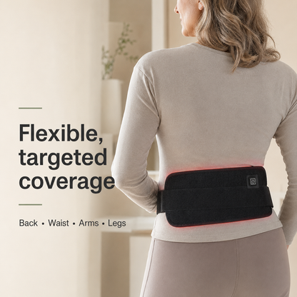 Red Light Therapy Belt | 660nm & 850nm Near-Infrared Wrap with 60-Light Grid, USB Power & 15–45 Min Timer