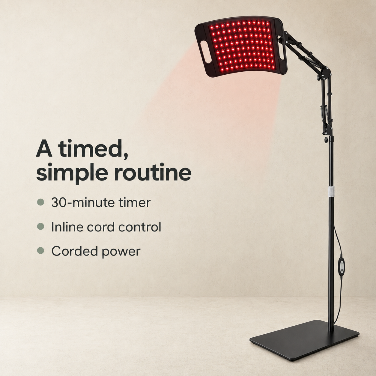 Red Light Therapy Panel with Adjustable Stand | 660nm & 850nm Near Infrared LED Lamp, 30-Minute Timer for Face & Body