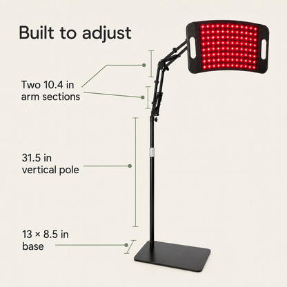 Red Light Therapy Panel with Adjustable Stand | 660nm & 850nm Near Infrared LED Lamp, 30-Minute Timer for Face & Body