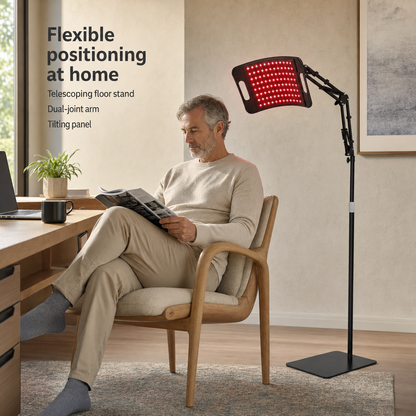 Red Light Therapy Panel with Adjustable Stand | 660nm & 850nm Near Infrared LED Lamp, 30-Minute Timer for Face & Body
