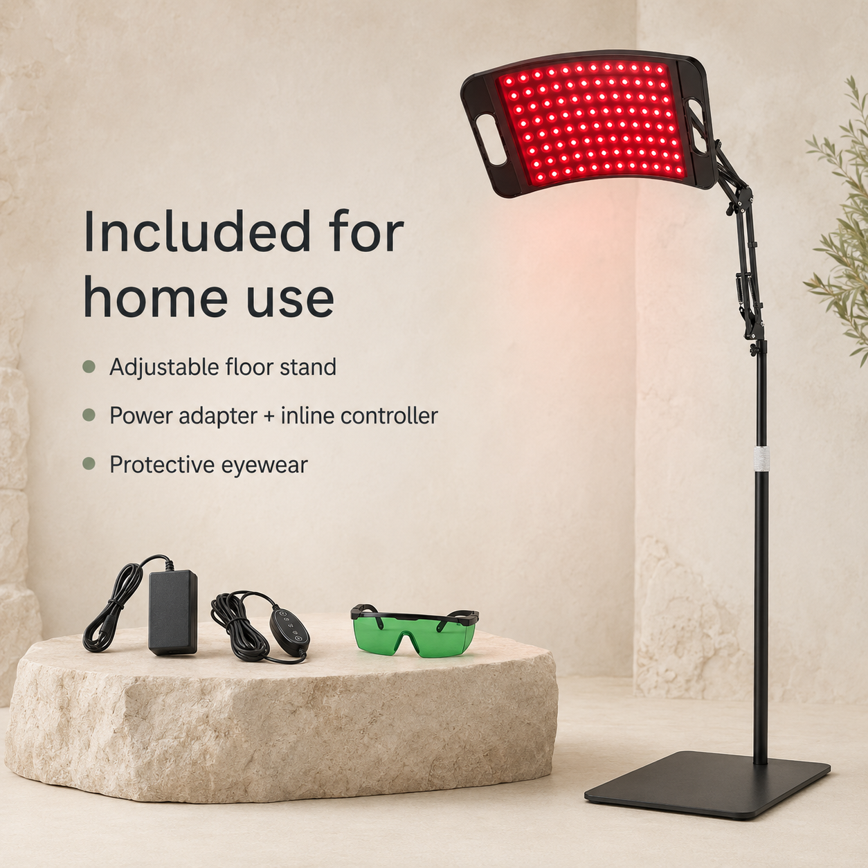 Red Light Therapy Panel with Adjustable Stand | 660nm & 850nm Near Infrared LED Lamp, 30-Minute Timer for Face & Body