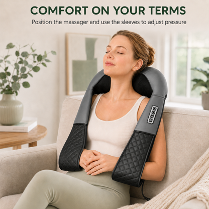 Shiatsu Neck and Shoulder Massager with Heat | 8 Kneading Nodes, 3 Speeds, Auto Reverse & Car Adapter