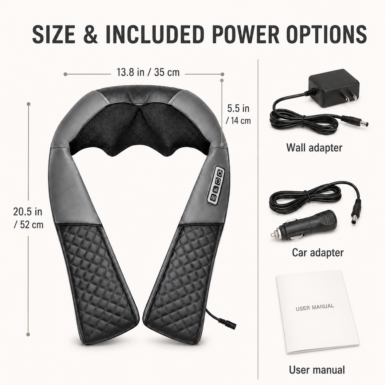 Shiatsu Neck and Shoulder Massager with Heat | 8 Kneading Nodes, 3 Speeds, Auto Reverse & Car Adapter
