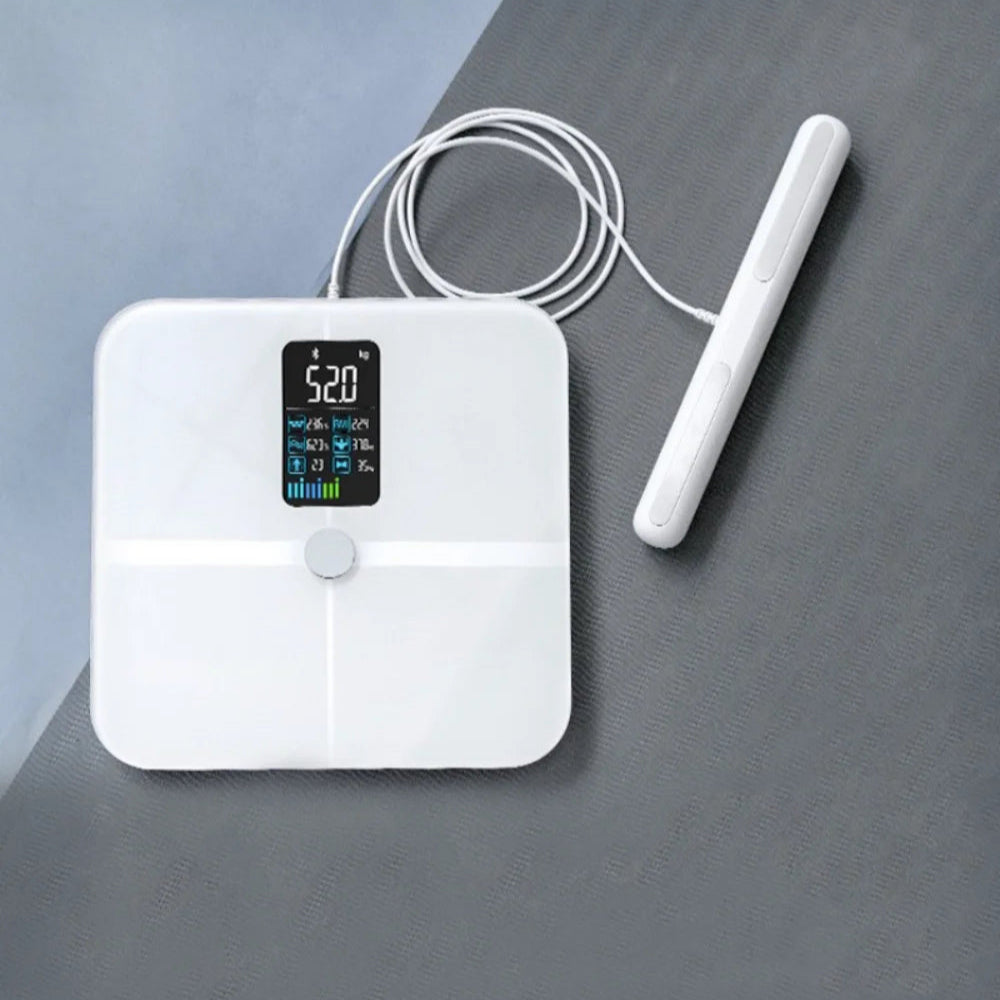 Smart Body Composition Scale | 8-Electrode Body Fat Monitor with Hand Sensors, TFT Display, App Sync, 18 Metrics, Baby Mode