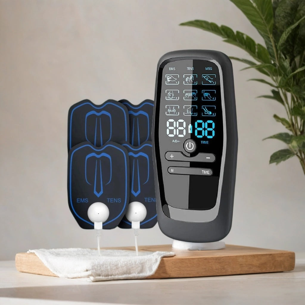 Electric TENS & EMS Muscle Stimulator | 6 Massage Modes, 19 Intensity Levels, USB Rechargeable Pain Relief Therapy for Back, Neck, Legs & Arms 4 Pads