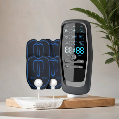 Electric TENS & EMS Muscle Stimulator | 6 Massage Modes, 19 Intensity Levels, USB Rechargeable Pain Relief Therapy for Back, Neck, Legs & Arms 4 Pads