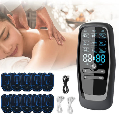 Electric TENS & EMS Muscle Stimulator | 6 Massage Modes, 19 Intensity Levels, USB Rechargeable Pain Relief Therapy for Back, Neck, Legs & Arms