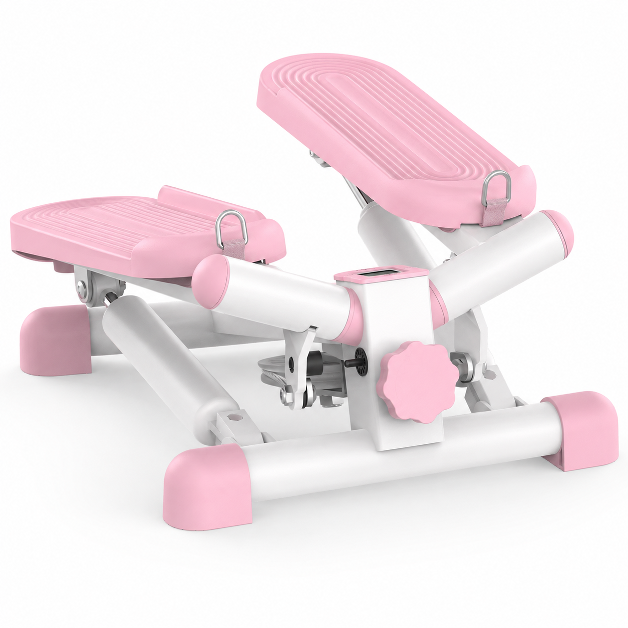 Hydraulic Mini Twist Stepper with LCD Monitor | 38° Side-to-Side Motion, Quiet Resistance, 330 lb Capacity & Compact 1.36 sq ft Design Pink
