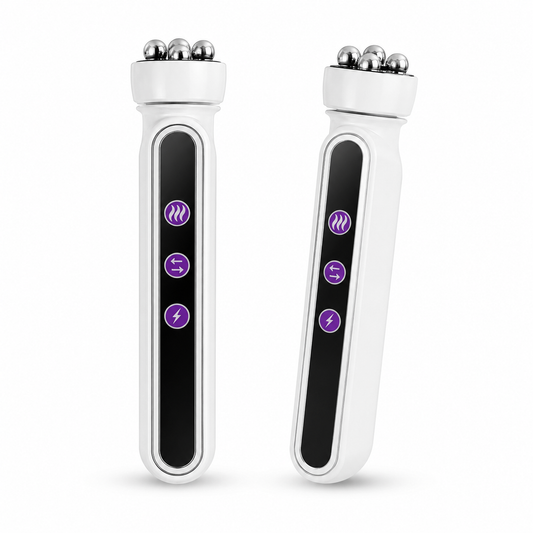3-in-1 RF EMS Facial Roller with 360° Rotation | Microcurrent, 42°C Heat & Red Blue Yellow LED Modes for Face and Body