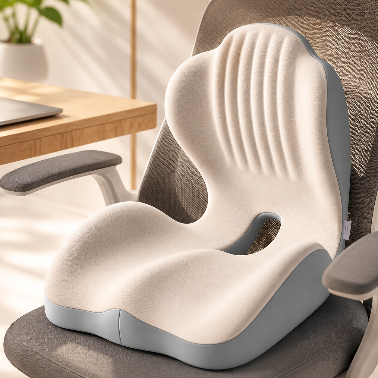 Seat Cushion with Back Support | Memory Foam Office Chair Cushion | Ergonomic Seat and Lumbar Support for Posture